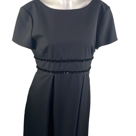 Liz Claiborne Night Classic Romantic Low Back MIDI High Waist Black Dress 10 - Picture 3 of 16